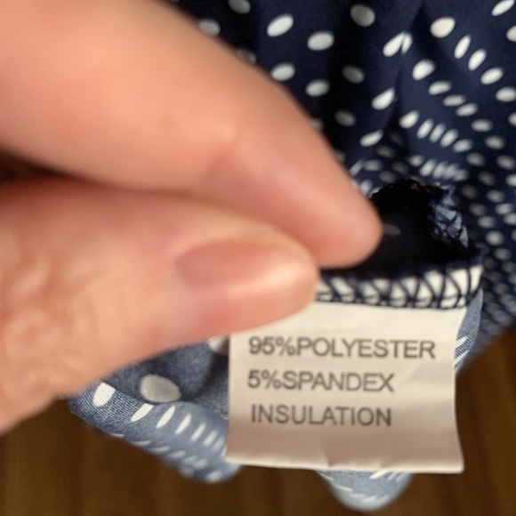 NWOT Navy and White Polka Dot High Low Midi Dress Size Med. - Picture 8 of 8